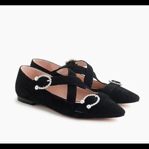 J. Crew Crisscross buckle strap flats in suede